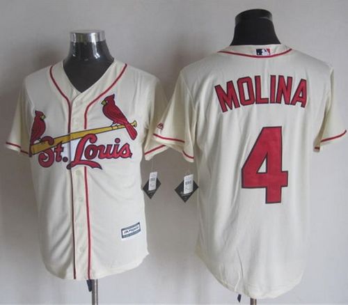 Cardinals #4 Yadier Molina Cream New Cool Base Stitched MLB Jersey - Click Image to Close